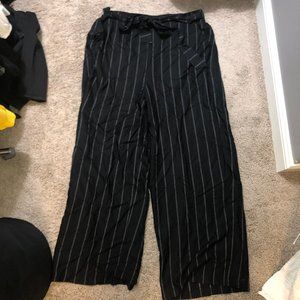 Tie Front Striped Flowy Pants